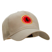 Lunar New Year Symbol Embroidered Solid Cotton Twill 5 Panel Mesh Cap