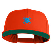 Cyberpunk Skull Embroidered Wool Blend Prostyle Snapback Cap - Orange OSFM