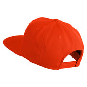 Cyberpunk Skull Embroidered Wool Blend Prostyle Snapback Cap - Orange OSFM