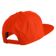 Cyberpunk Skull Embroidered Wool Blend Prostyle Snapback Cap - Orange OSFM