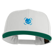 Cyberpunk Skull Embroidered Wool Blend Prostyle Snapback Cap - White OSFM