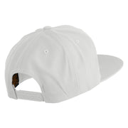 Cyberpunk Skull Embroidered Wool Blend Prostyle Snapback Cap - White OSFM