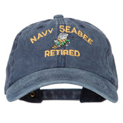 US Navy Seabee Retired Military Embroidered Washed Cotton Twill Cap