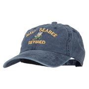 US Navy Seabee Retired Military Embroidered Washed Cotton Twill Cap