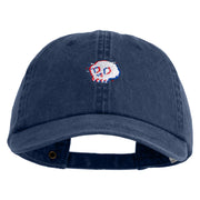 Glitch Skull Embroidered Unstructured Pigment Dyed Cotton Cap - Navy OSFM