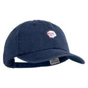 Glitch Skull Embroidered Unstructured Pigment Dyed Cotton Cap - Navy OSFM