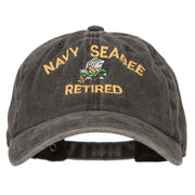 US Navy Seabee Retired Military Embroidered Washed Cotton Twill Cap