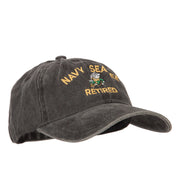 US Navy Seabee Retired Military Embroidered Washed Cotton Twill Cap