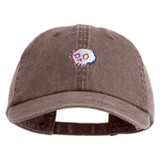 Glitch Skull Embroidered Unstructured Pigment Dyed Cotton Cap - Brown OSFM