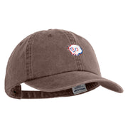 Glitch Skull Embroidered Unstructured Pigment Dyed Cotton Cap - Brown OSFM
