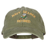 US Navy Seabee Retired Military Embroidered Washed Cotton Twill Cap