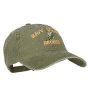 US Navy Seabee Retired Military Embroidered Washed Cotton Twill Cap