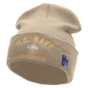 Licensed US Navy CPO Retired Military Embroidered Long Beanie Made in USA