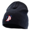 Yacht Racing Embroidered 8 Inch Knitted Short Beanie