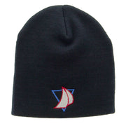 Yacht Racing Embroidered 8 Inch Knitted Short Beanie