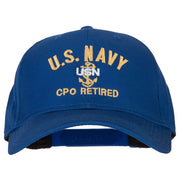 US Navy CPO Retired Military Embroidered Solid Cotton Pro Style Cap