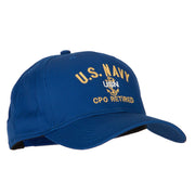 US Navy CPO Retired Military Embroidered Solid Cotton Pro Style Cap