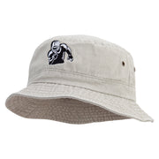 Football Runing Back Embroidered Washed Bucket Hats - Beige M-L