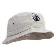 Football Runing Back Embroidered Washed Bucket Hats - Beige M-L