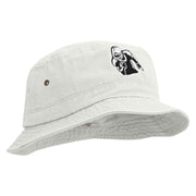 Football Runing Back Embroidered Washed Bucket Hats - White M-L