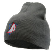 Yacht Racing Embroidered 8 Inch Knitted Short Beanie