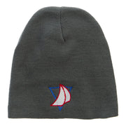 Yacht Racing Embroidered 8 Inch Knitted Short Beanie