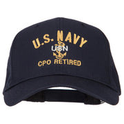 US Navy CPO Retired Military Embroidered Solid Cotton Pro Style Cap