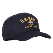 US Navy CPO Retired Military Embroidered Solid Cotton Pro Style Cap