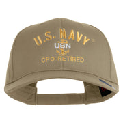 US Navy CPO Retired Military Embroidered Solid Cotton Twill Pro Style Cap - Khaki OSFM