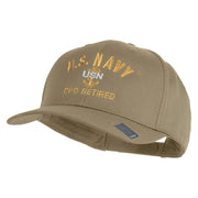 US Navy CPO Retired Military Embroidered Solid Cotton Twill Pro Style Cap - Khaki OSFM
