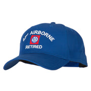 US Army 82nd Airborne Retired Logo Embroidered Solid Cotton Pro Style Cap