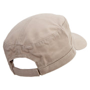 Offence of Line Embroidered Garment Washed Adjustable Army Cap - Khaki OSFM