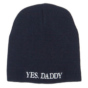 Yes Daddy Embroidered Knitted Short Beanie