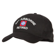 US Army 82nd Airborne Retired Logo Embroidered Solid Cotton Pro Style Cap