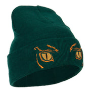 Big Yellow Eyes Embroidered Long Beanie