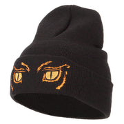 Big Yellow Eyes Embroidered Long Beanie