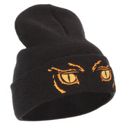 Big Yellow Eyes Embroidered Long Beanie