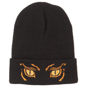 Big Yellow Eyes Embroidered Long Beanie