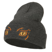 Big Yellow Eyes Embroidered Long Beanie