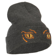 Big Yellow Eyes Embroidered Long Beanie