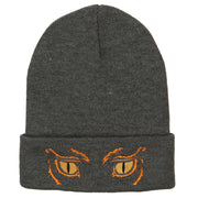 Big Yellow Eyes Embroidered Long Beanie