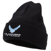 US Air Force Veteran Symbol Embroidered Long Beanie