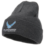 US Air Force Veteran Symbol Embroidered Long Beanie