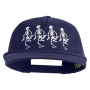 The Skeleton Dance 1929 Embroidered 5 Panel Cotton High Profile Flat Bill Unstructured Cap - Navy OSFM