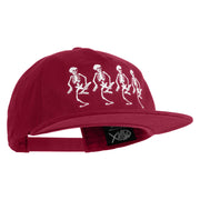 The Skeleton Dance 1929 Embroidered 5 Panel Cotton High Profile Flat Bill Unstructured Cap - Burgundy OSFM