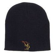 Fly Fishing Man Embroidered Short Beanie