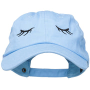 Eyelashes Embroidered Unstructured Washed Cap