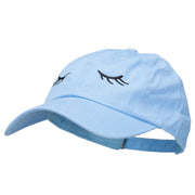 Eyelashes Embroidered Unstructured Washed Cap