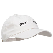 Eyelashes Embroidered Unstructured Washed Cap