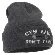 Gym Hair Don't Care Embroidered 12 Inch Long Knitted Beanie